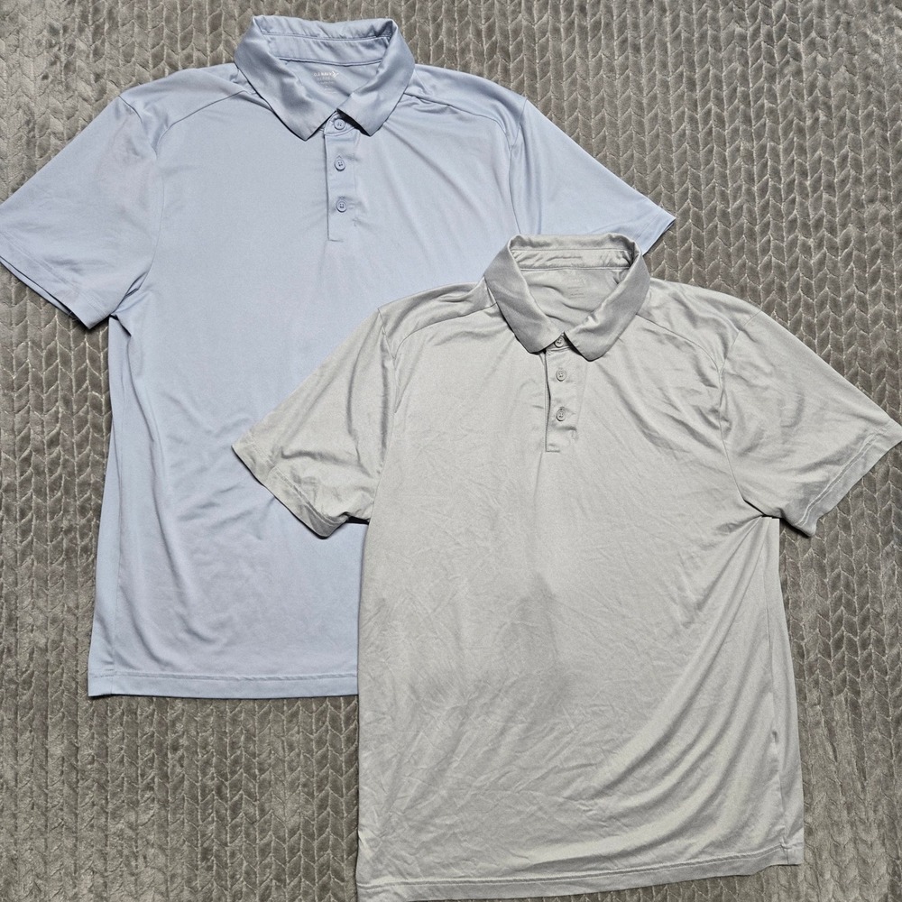 2 Old Navy Active‎ Cloudmotion Go-Dry Cool Polo Shirts Mens Medium Blue Grey